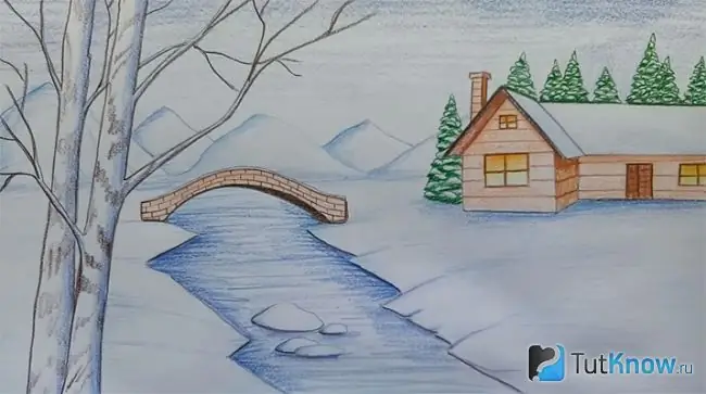 Drawing winter landscape