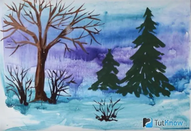 Drawing winter landscape