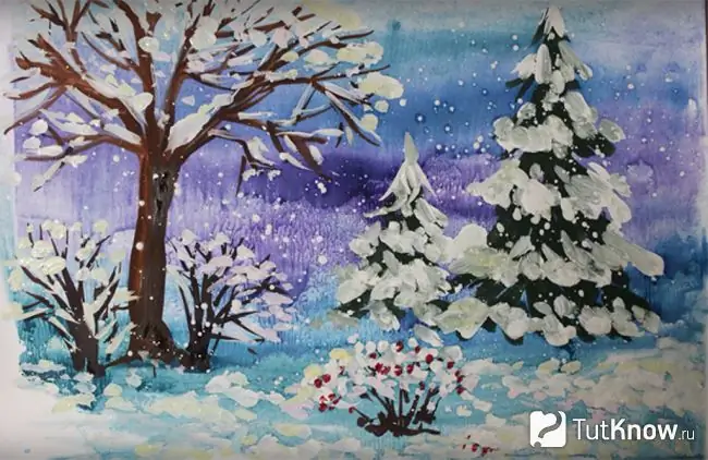 Drawing winter landscape