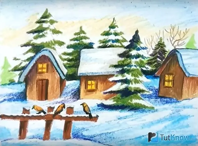 Drawing winter landscape