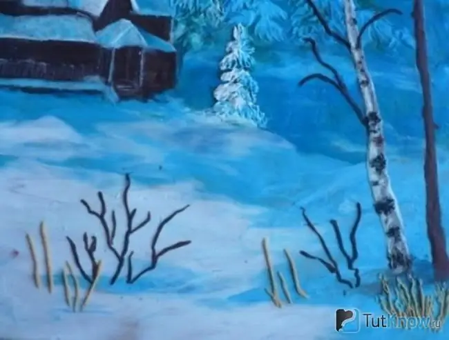 DIY winter landscape in plasticinography technique