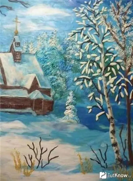 Winter landscape in plasticinography technique