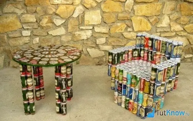 Tin can garden furniture