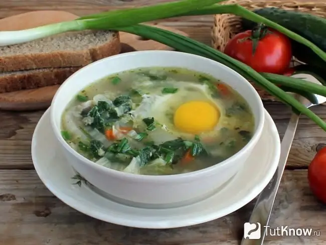 Nettle soup with boiled egg