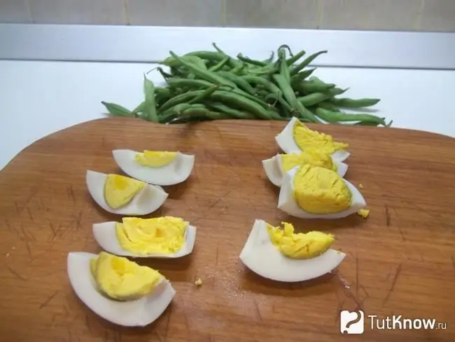 Boiled eggs cut into wedges