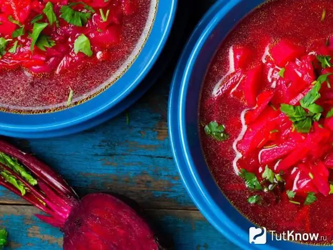 Lean borsch nrog dawb cabbage