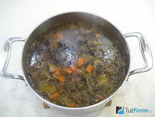 Ready lean mushroom soup with vegetables