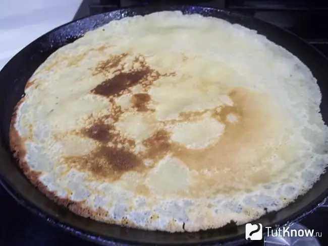 Pancakes are baked in a pan