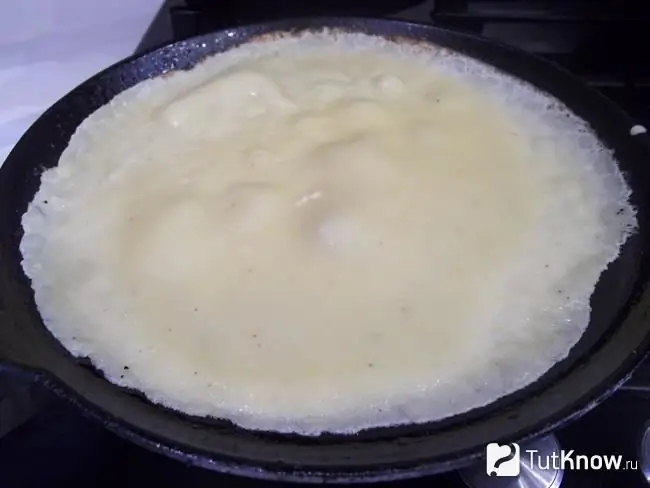 Pancakes are baked in a pan