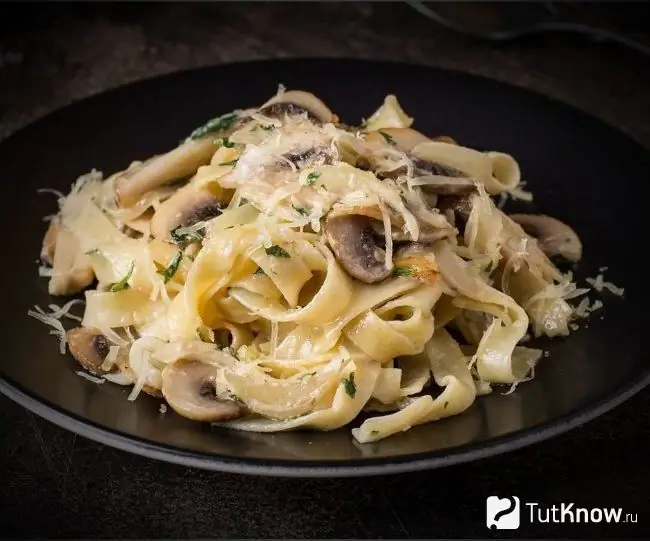 Pasta med kalkun og østerssvampe