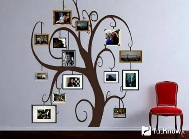 Albero genealogico da parete con foto di foglie