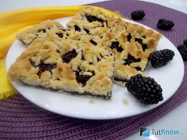 Bizcocho confeccionado con Nutella y moras