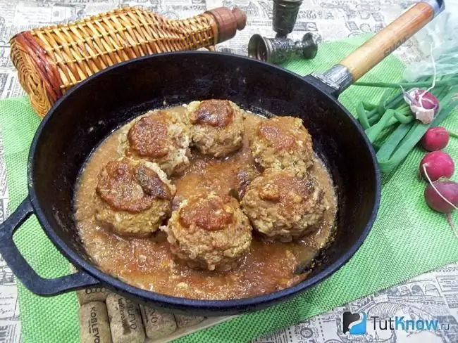 Ready-made frozen stewed meatballs in tomato sauce