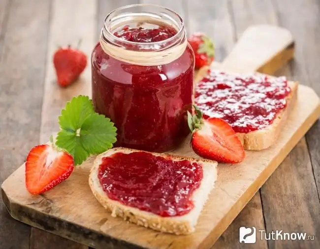 Strawberry jam and sandwiches