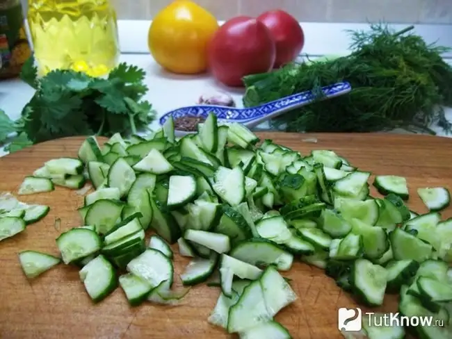 Cucumbers cut into thin quarter rings