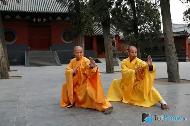 Twee Chinese vegkunsmeesters staan in 'n geveg