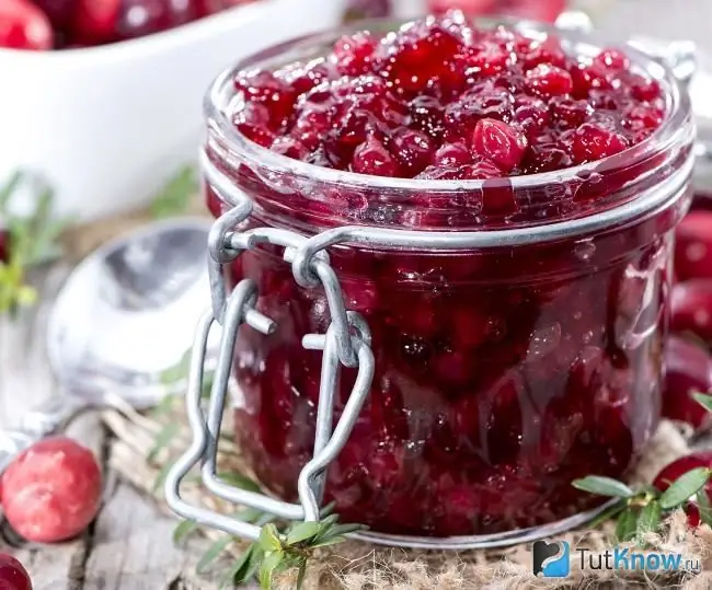 Geléia de cranberry sem cozinhar para o inverno