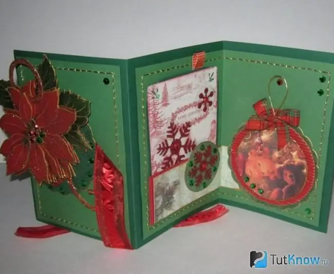 Greeting card with ribbons for Christmas