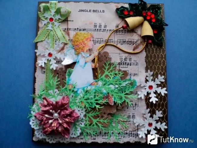 Greeting card with Christmas wreath