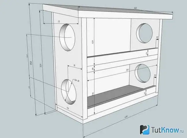 Drawing of a wooden feeder for squirrels