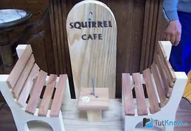 The squirrel feeder is designed in the form of a cafe table