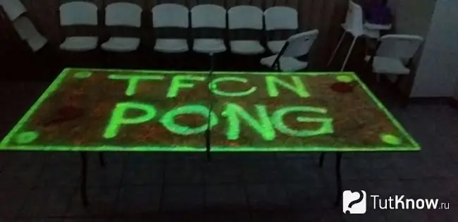 Glowing ping pong table