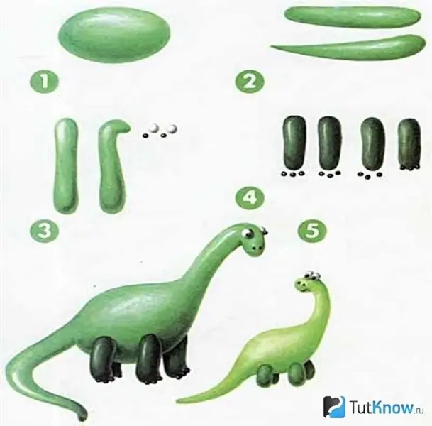 Pagmomodelo ng isang dinosauro mula sa plasticine