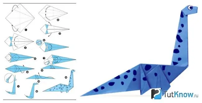 Paggawa ng isang dinosauro gamit ang pamamaraan ng Origami