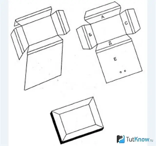 Scheme ng mga pagbawas at tiklop para sa paggawa ng isang frame