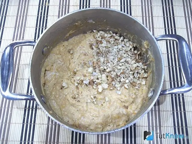 Walnuts added to pumpkin dough