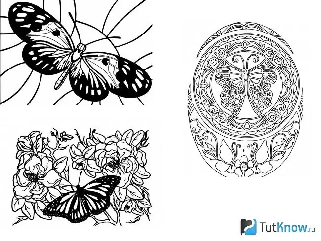 Boceto de mariposas para tallar madera