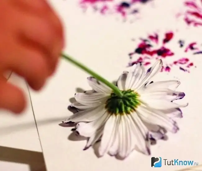 Die Silhouette einer Blume auf ein Blatt drucken