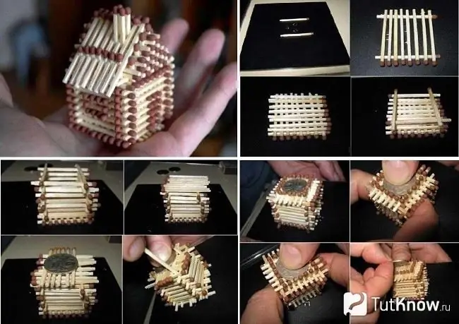 Step-by-step making a house from matches