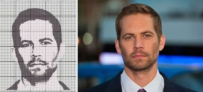 Esboço de desenho e fotografia de Paul Walker