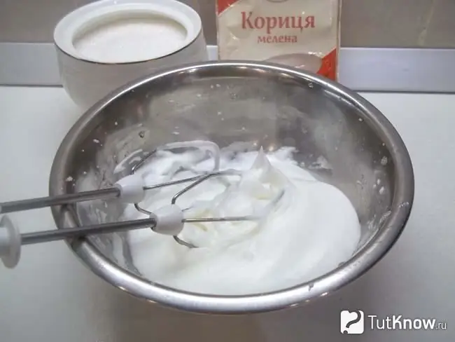 Egg whites beaten with a mixer