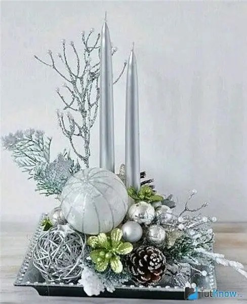 Christmas composition in silvery colors