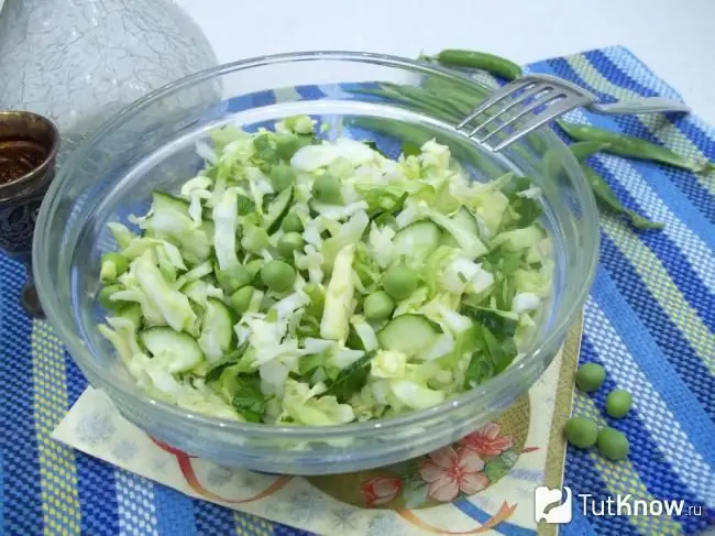 Ready-made cabbage and pea salad