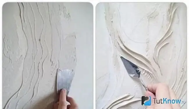 Dessiner des feuilles sur du plâtre