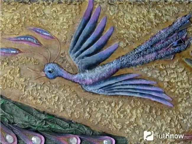 Bird painted with paint in several layers