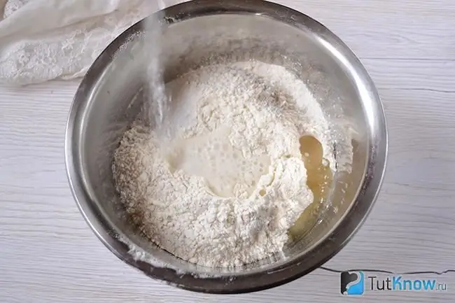 Kneading flour with yeast