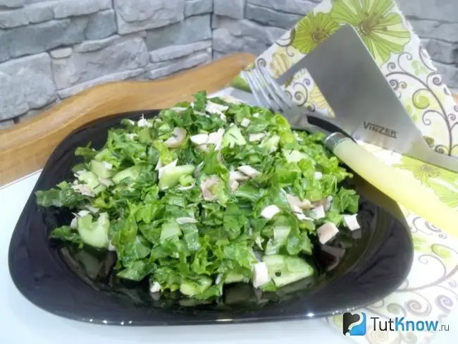 Ready salad with lettuce and chicken