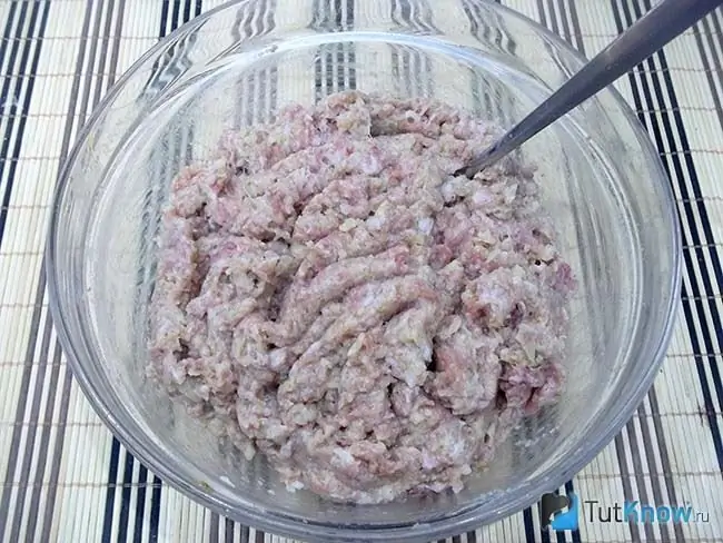 Minced meat is mixed