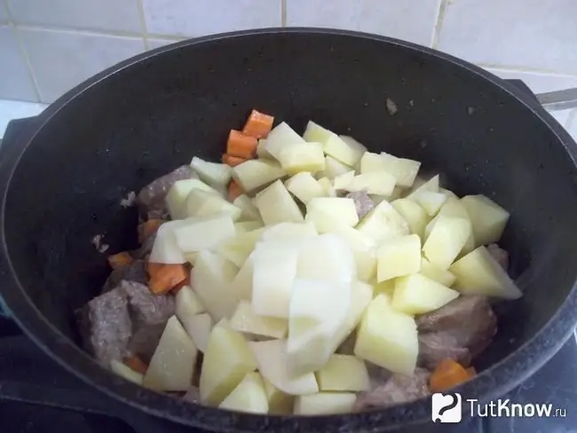 Added potatoes to the stewpan