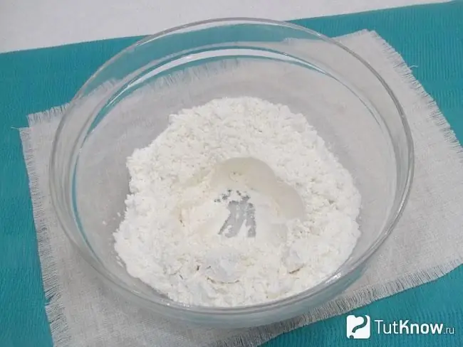 Flour sifted through a sieve