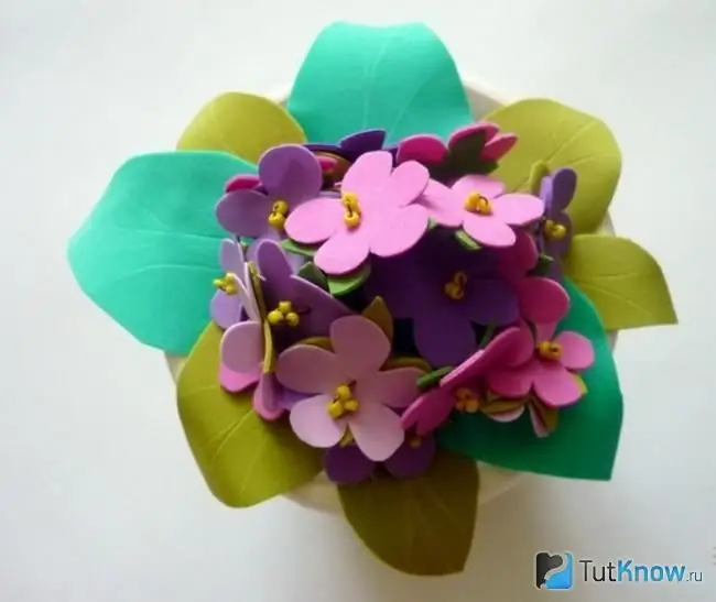 Ready-made bouquet of artificial violets