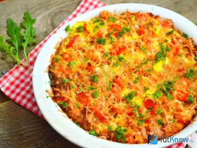 Zucchini with minced meat and tomatoes