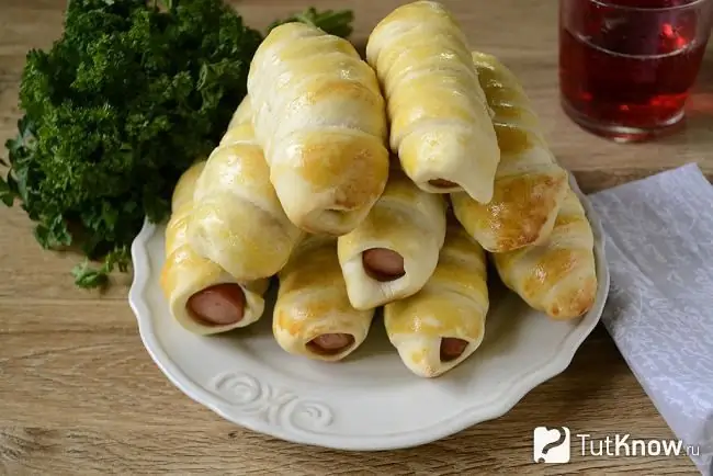 Sausages in yeast dough with kefir