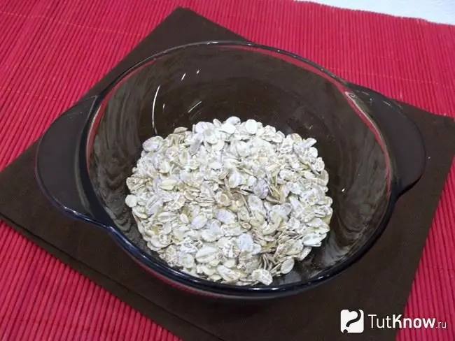 Oatmeal poured into a bowl