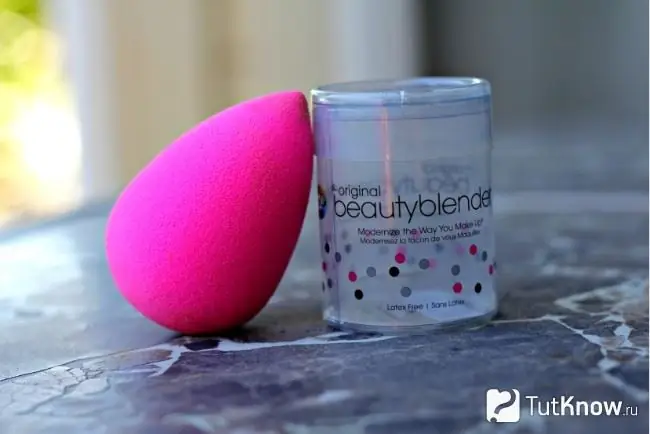 Beauty blender near the jar